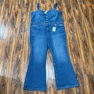 NWT Jessica Simpson Blue Denim Jumpsuit Romper Overalls Size 22W Plus Size Jeans